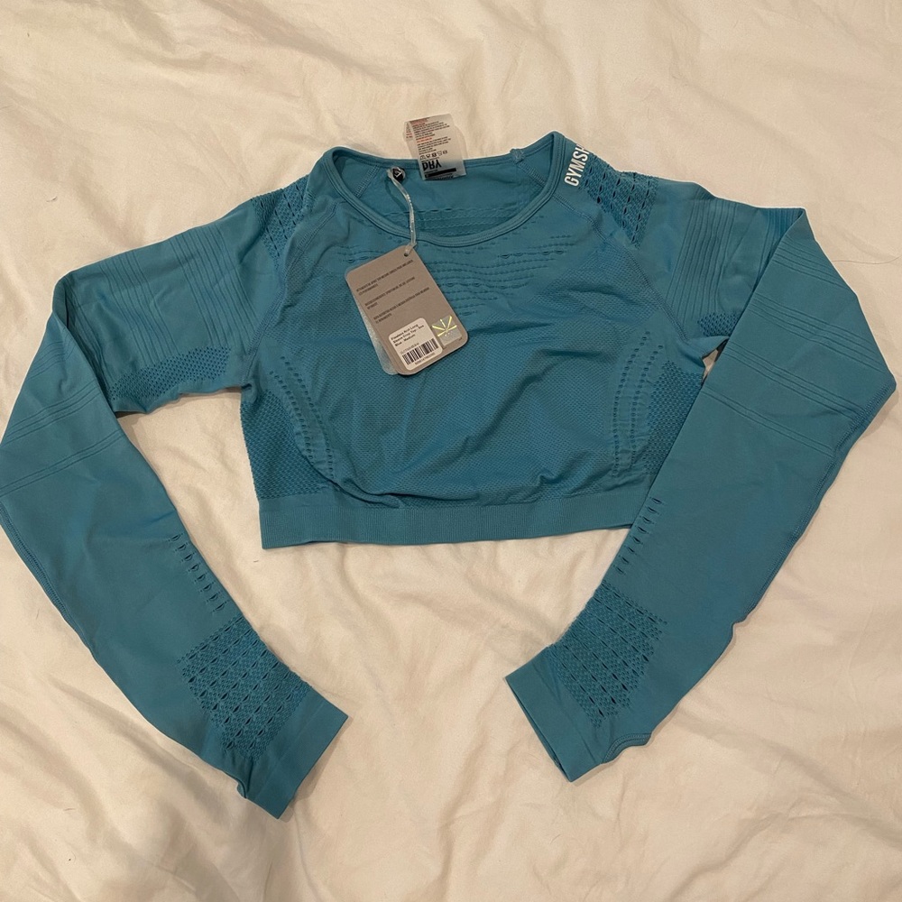 GYMSHARK FLAWLESS KNIT LONG SLEEVE CROP TOP
